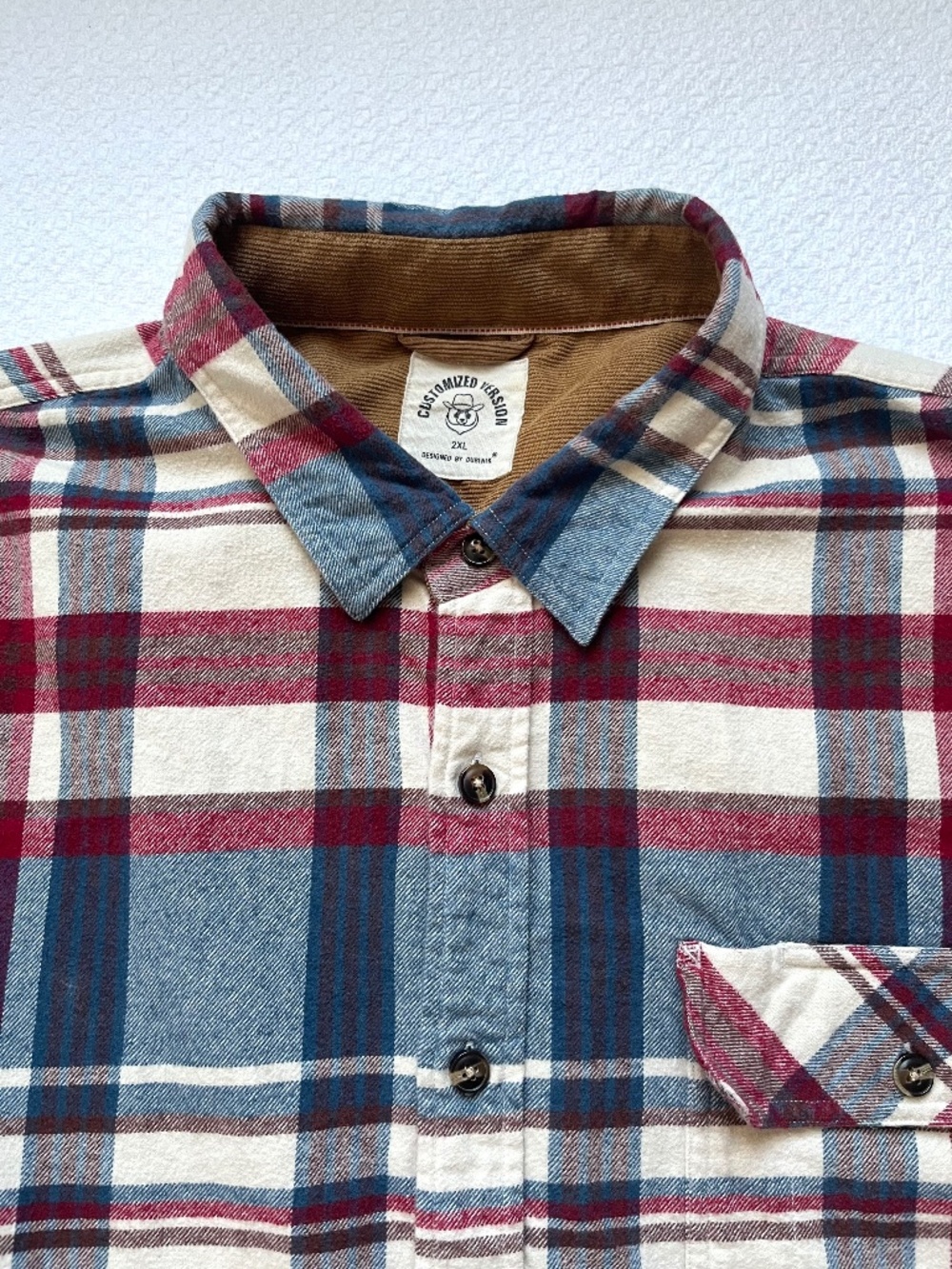 Dubinik Customized Version Button Up Western Flannel Shirt Men's 2 XL Plaid